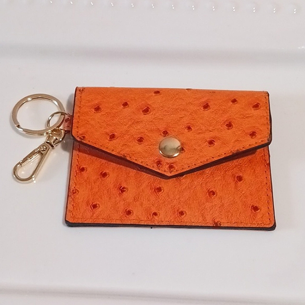 Bebe ⚜️ Los Angeles Card/Coin Purse w/Key Ring & Clip ⚜️ Ostrich Print